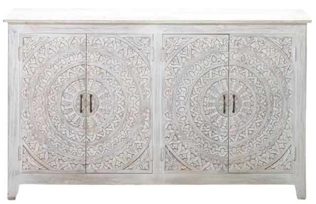 Jaipur Furniture Carved Lace White Wash Sideboard-0