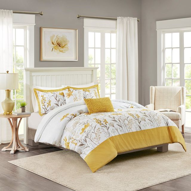Olliix by Harbor House 5 Piece Yellow Full/Queen Meadow Cotton Comforter Set-1