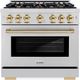 ZLINE Select Autograph Edition 36" Stainless Steel Pro Style Dual Fuel Range with Polished Gold Accents-0