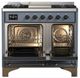 Ilve® Majestic III 40" Blue Gray Pro Style Dual Fuel Natural Gas Range with Solid Door and Burnished Trim-1