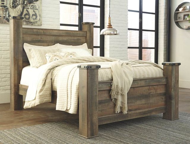 Signature Design by Ashley® Trinell Rustic Brown King Poster Bed-1