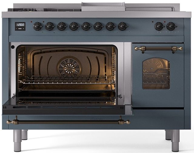 Ilve® Nostalgie II Series 48" Blue Grey Pro Style Dual Fuel Range-2