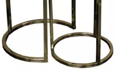 Jonathan Louis Andes Glass Top Nesting End Table with Brushed Nickel Base-2