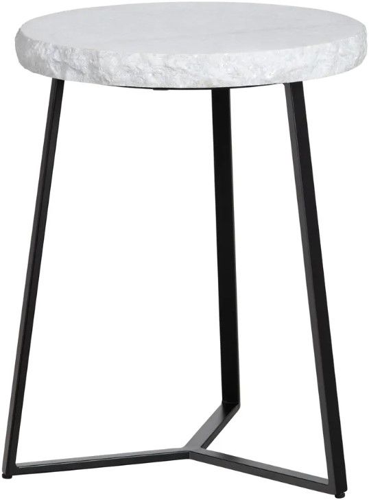 Crestview Collection Zara White Console Table with Black Base -0