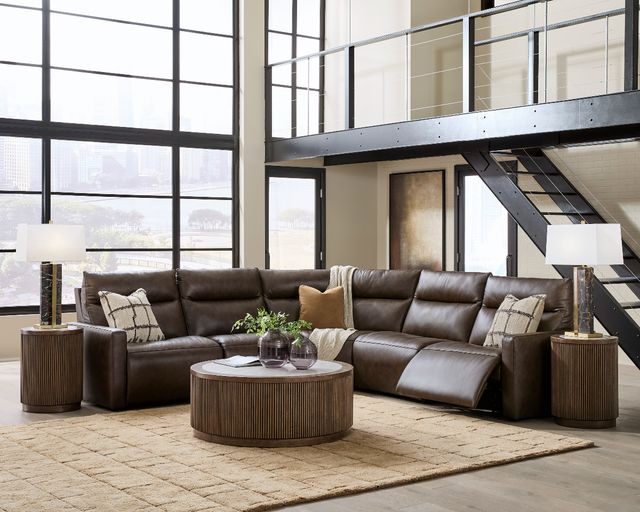 Benchcraft® ModZ 5-Piece Chocolate Power Reclining Sectional with Adjustable Headrest-1