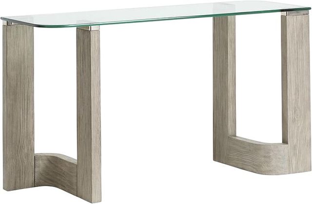 Magnussen Home® Bartlett Glass Top Rectangular Sofa Table with Smokey Pine Base-0