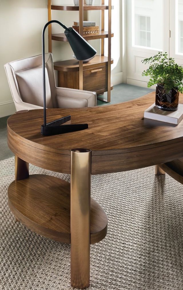 Hooker® Furniture Eleana Light Caramel Writing Desk with Sunlit Bronze Base-1