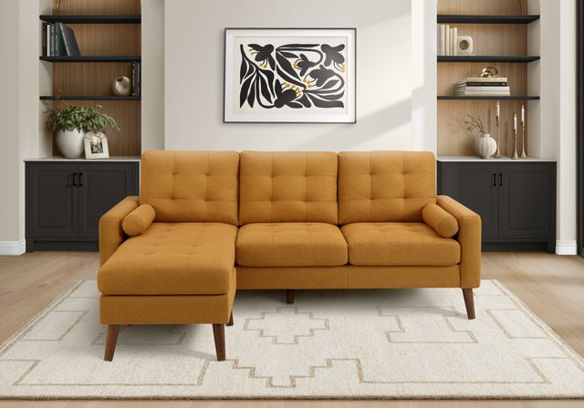 Monarch Specialties Inc. Orange 85" Sofa Lounger and Reversible Chaise with 2 Pillows-1