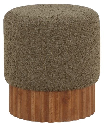 Meridian Furniture Veranda Olive/Walnut Boucle Fabric Ottoman-0