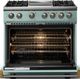 Viking® 5 Series 36" Splash Pro Style Dual Fuel (NG) Range with Brushed Brass Trim-1