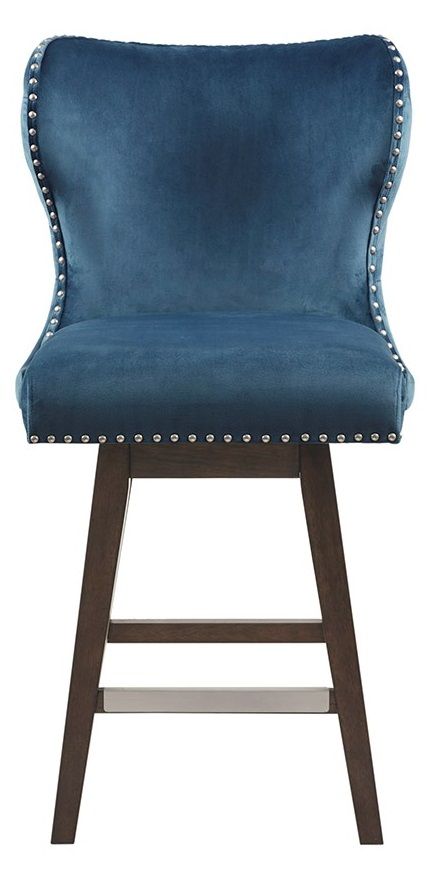 Olliix by Madison Park Hancock Dark Blue 27" Swivel Counter Stool-1