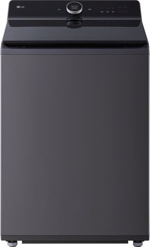 Front view of the LG 5.5 Cu. Ft. Matte Black Top Load Washer