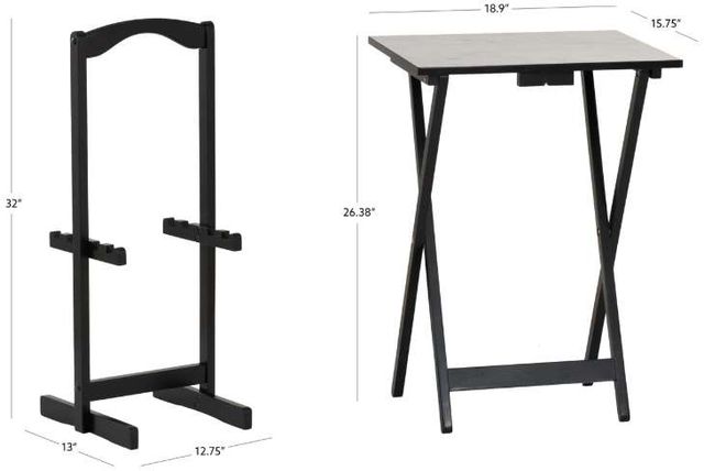 Linon Talia White4-Piece Tray Table Set with Black Base-2