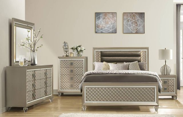 Homelegance® Loudon Bronze/Champagne Full Upholstered Panel Bed-1