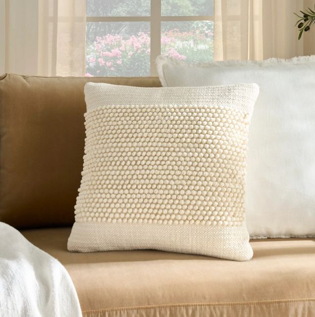 Nourison Home™ Mina Victory Lifestyle Ivory Woven Loop Center 18"x18" Throw Pillow-3