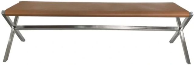 Modus Furniture One Brushed Stainless Steel/Cognac Dining Bench-2