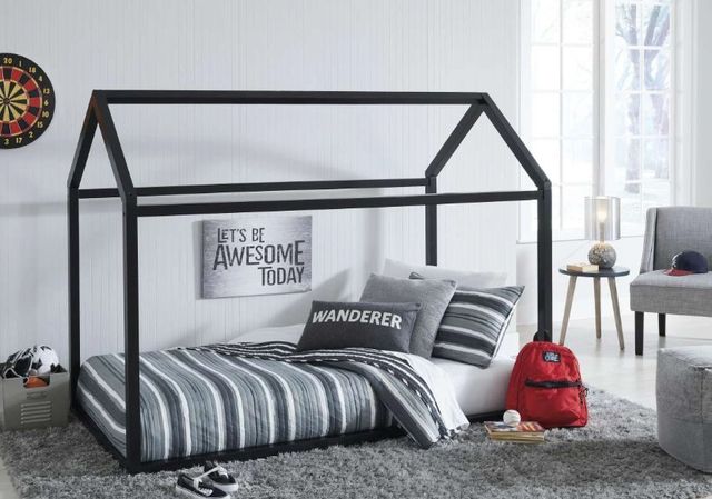 Signature Design by Ashley® Flannibrook Black Twin House Bed Frame-3
