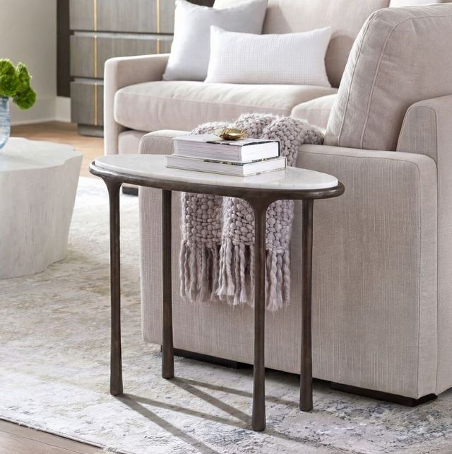 Uttermost® Ata White Accent Table with Dark Bronze Base-2