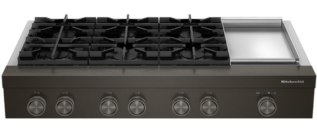KitchenAid® 48” Black Ore Commercial-Style Gas Rangetop with 6 Burners and Griddle-0