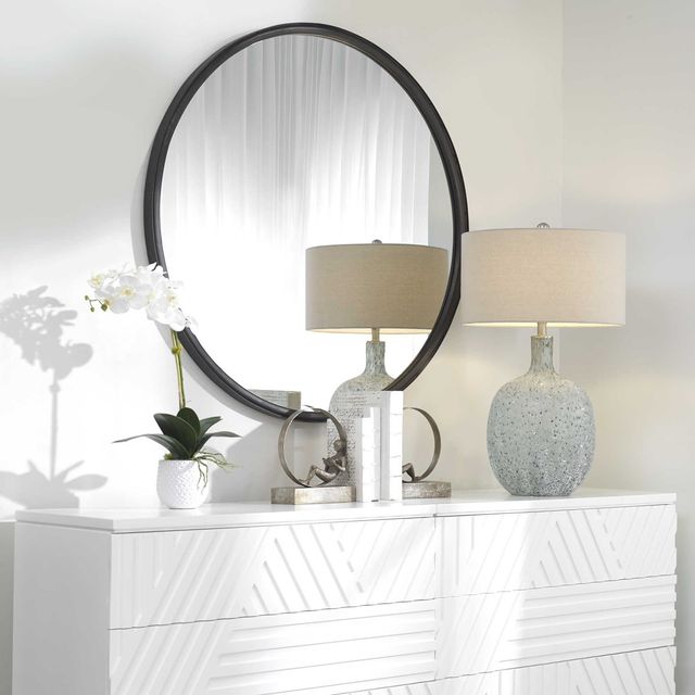 Uttermost® Dawsyn Aged Black Round Mirror-1