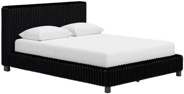 Signature Design by Ashley® Zuraleus Black Queen Upholstered Panel Bed-1