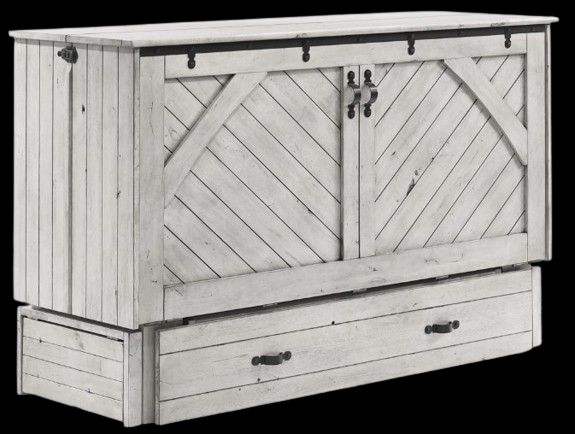 Night & Day Furniture™ Ranchero Wildwood Vintage White Queen Murphy Cabinet Bed-0