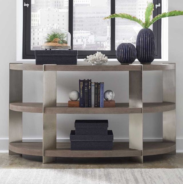 Liberty Furniture Harlow Sandstone Sofa Table with Satin Nickel Base-1