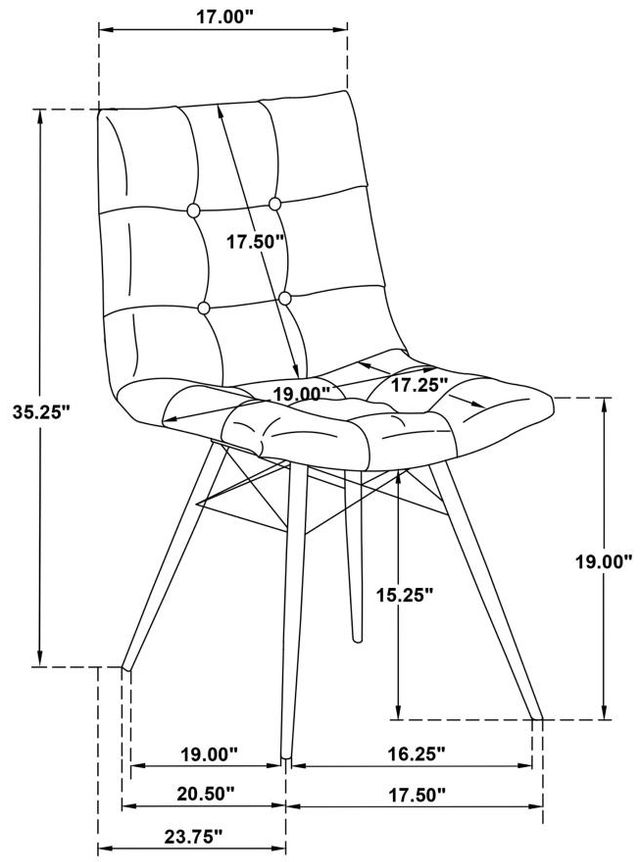 Coaster® Aiken 4-Piece Saddle Stone White Upholstered Dining Side Chair-2