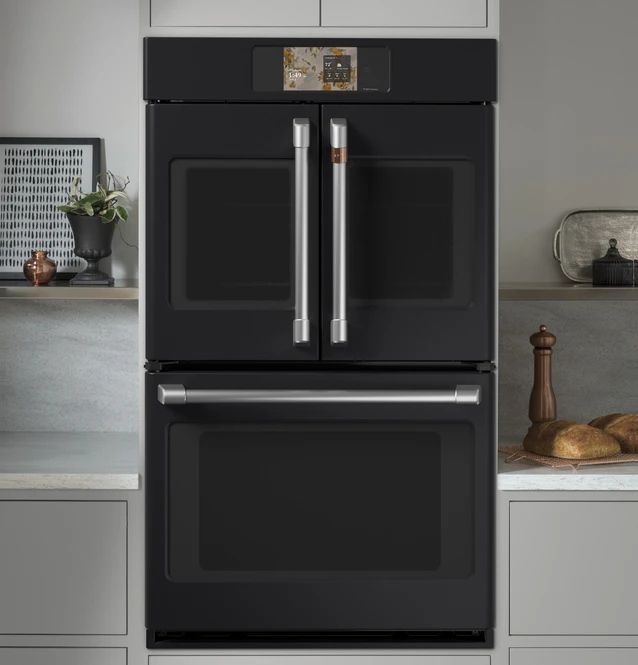 Café™ Professional Series 30” Matte Black Smart Double Electric Wall Oven with French Doors-3