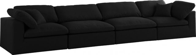 Meridian Furniture Serene Black Linen Fabric Deluxe Cloud Modular Sofa-0