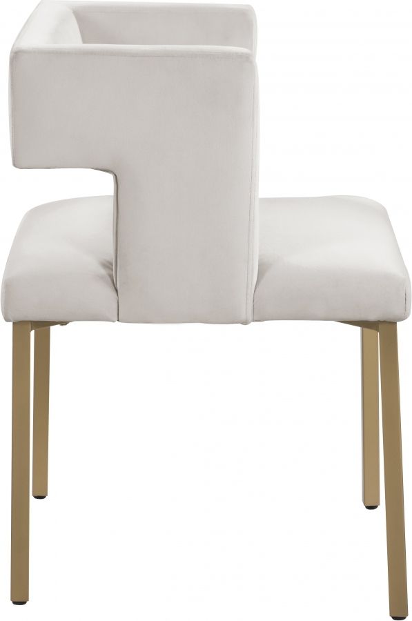 Meridian Furniture Caleb Cream/Gold Velvet Dining Chair-2