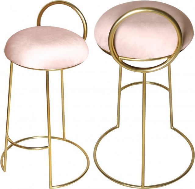 Meridian Furniture Ring Pink Velvet Counter Stool-3