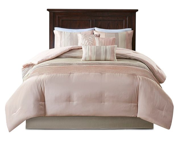 Olliix by Madison Park Amherst 7 Piece Blush and Taupe California King Comforter Set-0