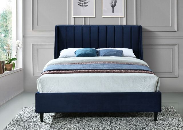 Meridian Furniture Eva Navy Velvet Queen Bed-2