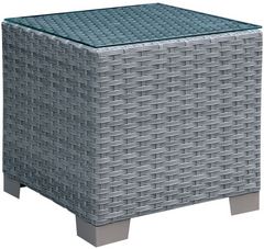 Furniture of America® Brindsmade Glass Top Patio End Table with Gray BAse 