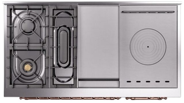 Ilve® Nostalgie II Series 48" Stainless Steel Pro Style Dual Fuel Range-3