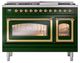 Ilve® Nostalgie II Noblesse 48'' Emerald Green Pro Style Dual Fuel Range with Brass Trim-1