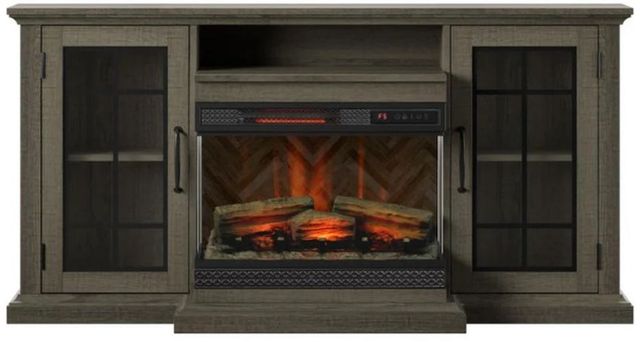 ClassicFlame® Saw Cut Oak Traditional TV Stand for TVs up to 65" with Electric Fireplace-3