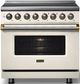 Viking® 5 Series 36" Pure White Pro Style Induction Range with Brushed Brass Trim-3