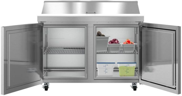 Hoshizaki Valiance® 48" 12.09 Cu. Ft. Stainless Steel Two Section Sandwich Prep Table Refrigerator with Stainless Door-3