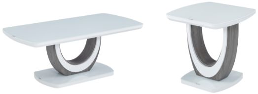 Mazin Furniture London White Lacquer End Table with U-Shaped Pedestal Base-2