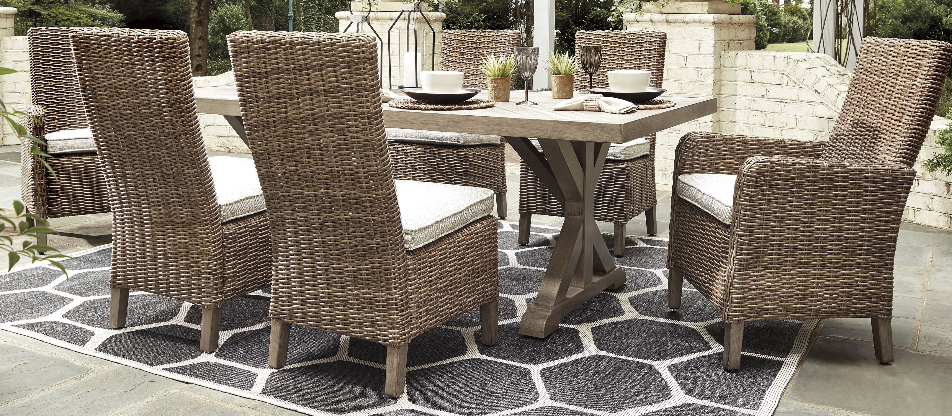 Beachcroft beige rectangular outdoor dining set sale