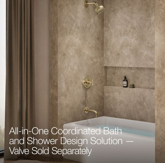 KOHLER® Purist® Rite-Temp® Vibrant French Gold .38" Bath and Shower Trim Kit with Push-Button Diverter and Cross Handle-3