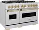 ZLINE Classic Autograph Edition 48" Satin Stainless Steel Pro Style Gas Range with Champagne Bronze Accents-2