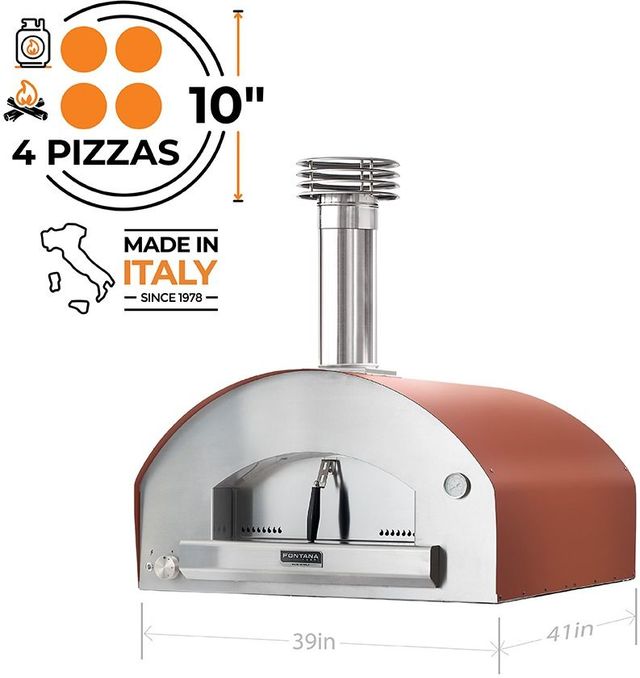 Fontana Forni Roma 39" Red Pizza Oven -3
