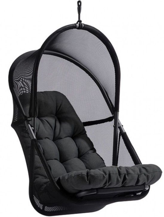 Furniture of America® Breeze Black Fabric/Metal Outdoor Swing Chair-0