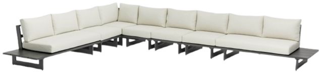 Meridian Furniture Maldives 4-Piece Cream/Dark Gray Aluminum/Fabric 185" Outdoor Modular Sectional-0