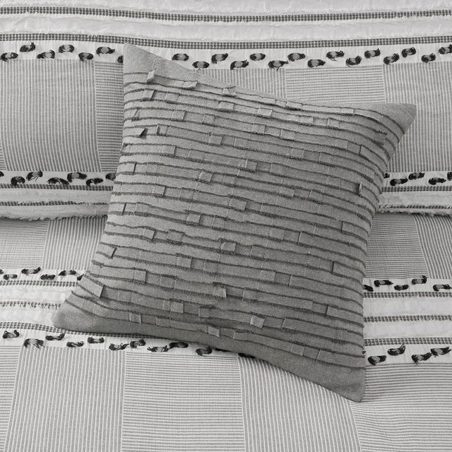 Olliix by INK+IVY Kerala Taupe Cotton Square Pillow-1