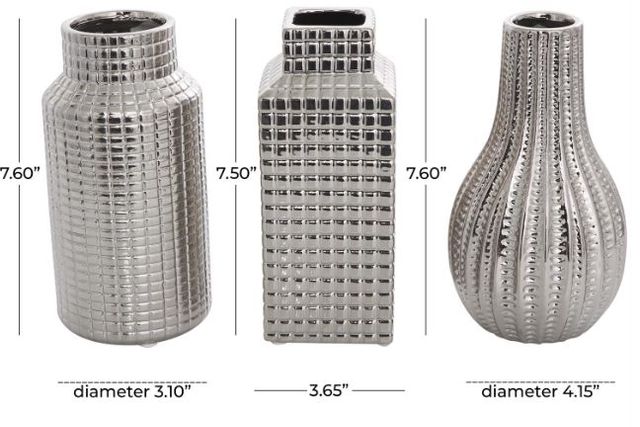 Deco Marche 3-Piece Silver Vase Set-3