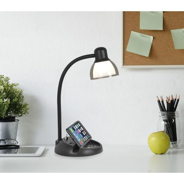 Adesso® Charging Station Black LED Desk Lamp-1